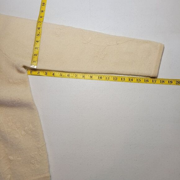 Dressbarn Wool Cream Floral Embroidered Zip-Up Sweater Cardigan Jacket - Picture 11 of 12